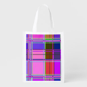Pink tartan Fabric Pattern Cloth Madras Grocery Bag