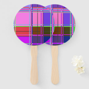 Pink tartan Fabric Pattern Cloth Madras Hand Fan