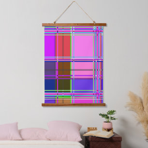 Pink tartan Fabric Pattern Cloth Madras Hanging Tapestry