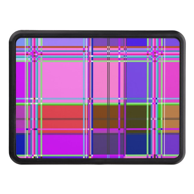 Pink tartan Fabric Pattern Cloth Madras Hitch Cover (Front)