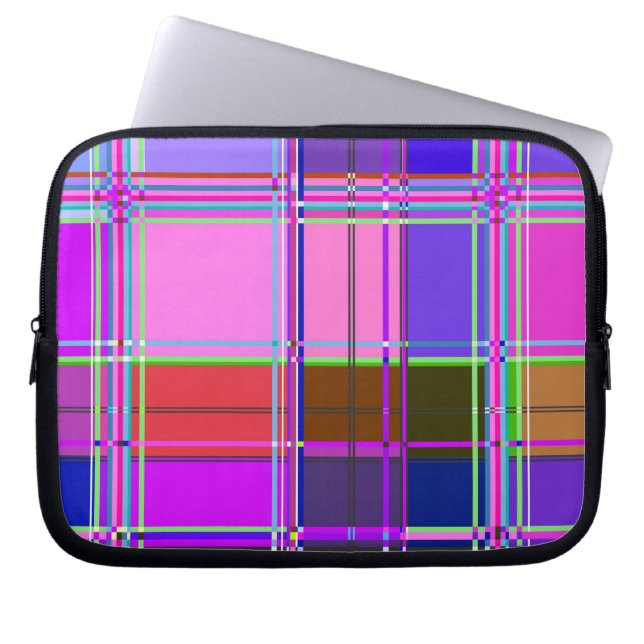 Pink tartan Fabric Pattern Cloth Madras Laptop Sleeve (Front)