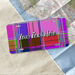 Pink tartan Fabric Pattern Cloth Madras License Plate