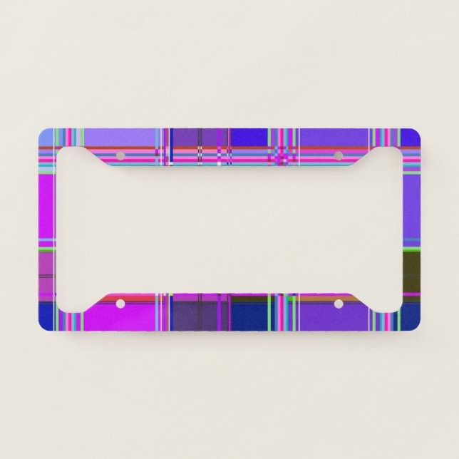 Pink tartan Fabric Pattern Cloth Madras License Plate Frame (Front)