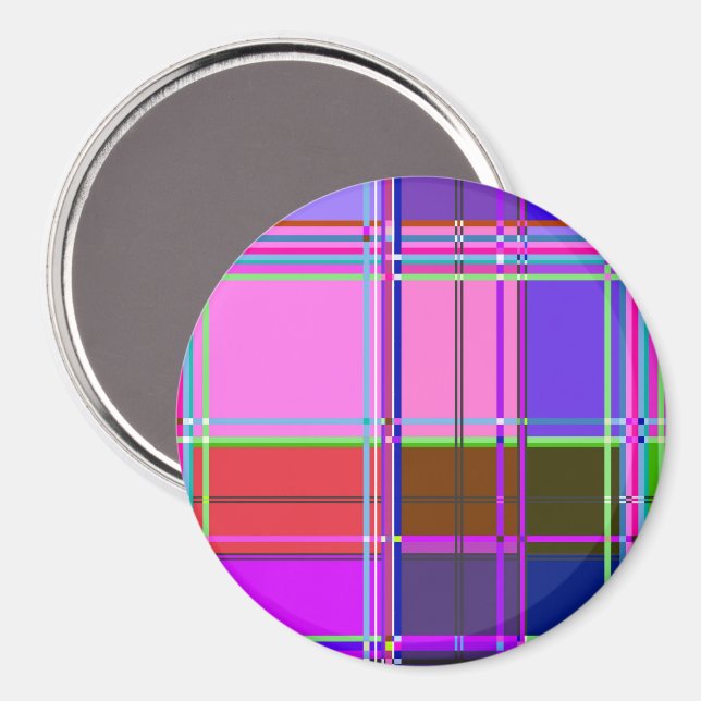 Pink tartan Fabric Pattern Cloth Madras Magnet (Front/Back)
