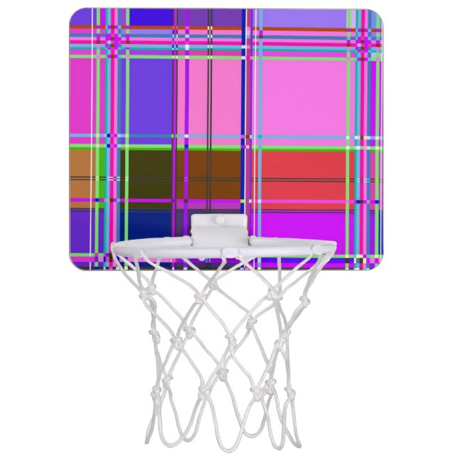 Pink tartan Fabric Pattern Cloth Madras Mini Basketball Hoop (Front)