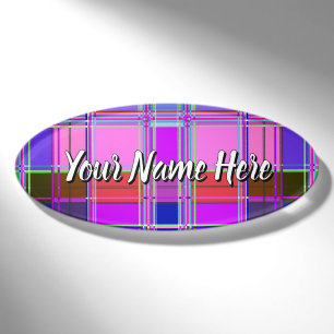 Pink tartan Fabric Pattern Cloth Madras Name Tag