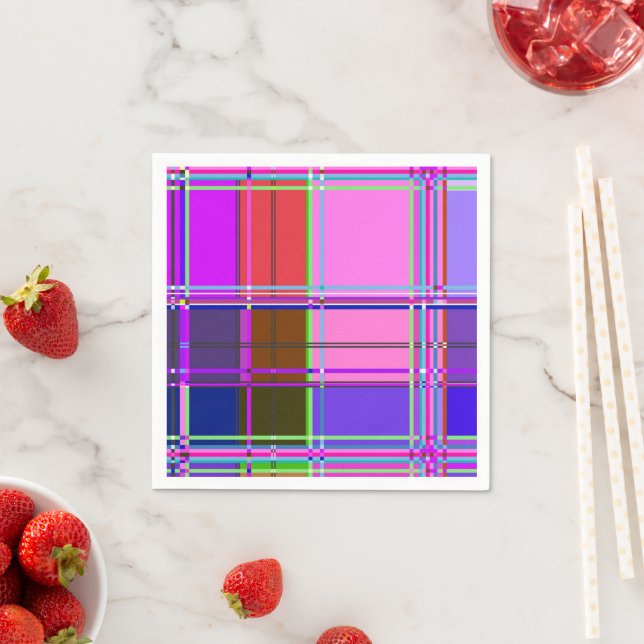 Pink tartan Fabric Pattern Cloth Madras Napkins (Insitu)