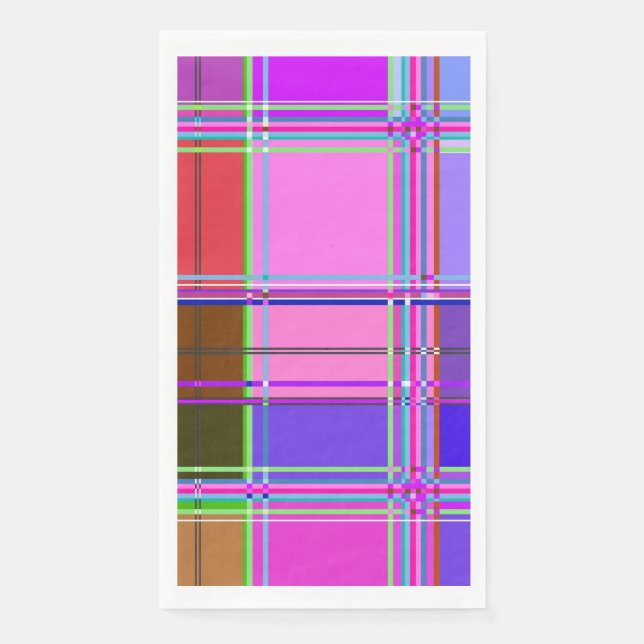 Pink tartan Fabric Pattern Cloth Madras Paper Guest Towels (Front)