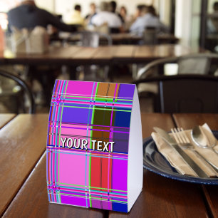 Pink tartan Fabric Pattern Cloth Madras Paper Table Tent