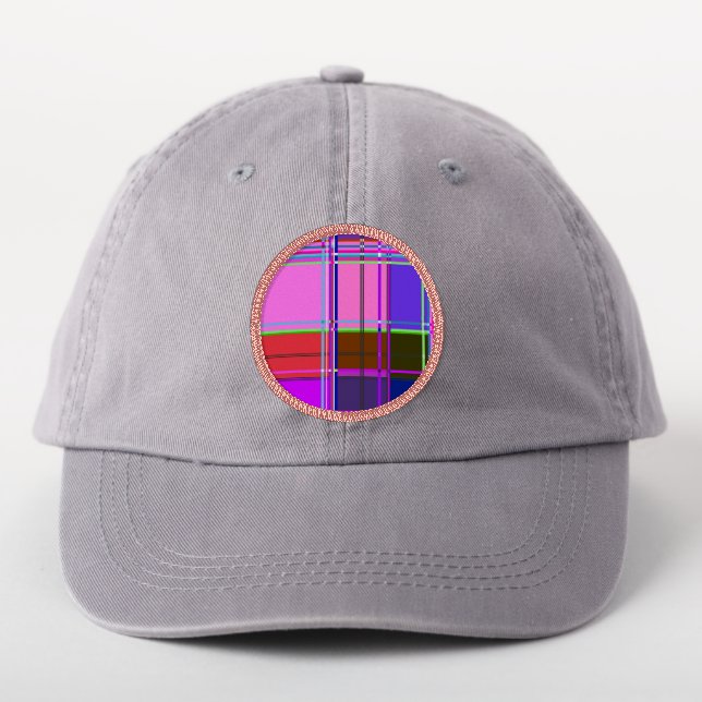 Pink tartan Fabric Pattern Cloth Madras Patch (On Headwear)