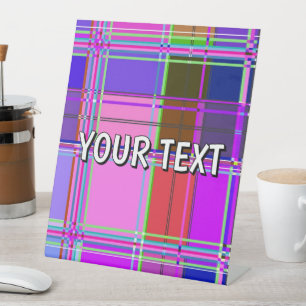 Pink tartan Fabric Pattern Cloth Madras Pedestal Sign