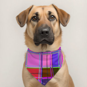 Pink tartan Fabric Pattern Cloth Madras Pet Bandana Collar