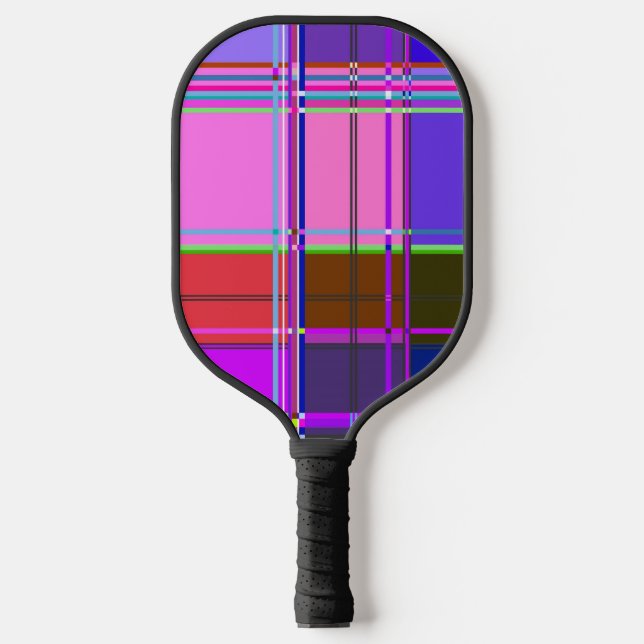 Pink tartan Fabric Pattern Cloth Madras Pickleball Paddle (Front)