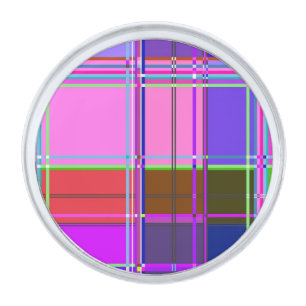 Pink tartan Fabric Pattern Cloth Madras Silver Finish Lapel Pin