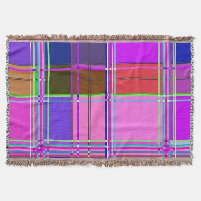 Pink tartan Fabric Pattern Cloth Madras Throw Blanket (Front)