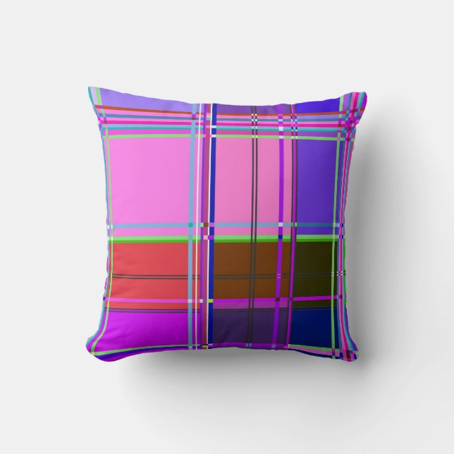 Pink tartan Fabric Pattern Cloth Madras Throw Pillow (Front)