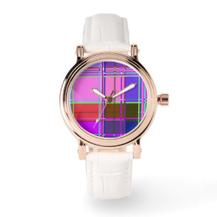 Pink tartan Fabric Pattern Cloth Madras Watch