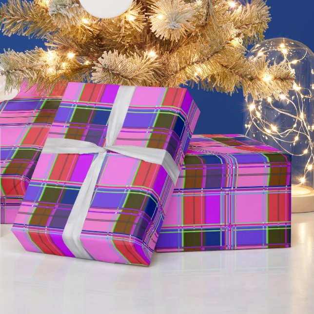 Pink tartan Fabric Pattern Cloth Madras Wrapping Paper (Holidays)
