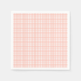 Pink Tartan Paper Napkins Berry First Party Decor