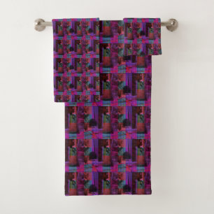 Pink Tartan Persian Kitten, Bath Towel Set