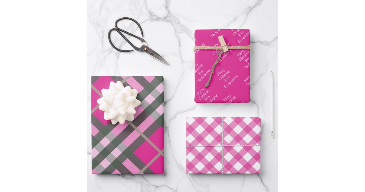 Preppy Wrapping Paper: Pink Gingham gift Wrap, Birthday, Holiday