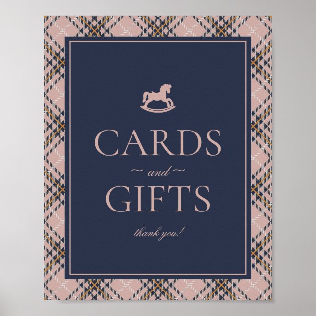 Pink Tartan Plaid Rocking Horse Cards & Gifts Poster (Front)