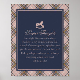 Pink Tartan Plaid Rocking Horse Diaper Thoughts Poster