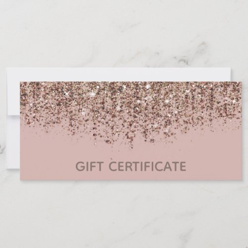 Pink Taupe Bronze Gold Glitter Gift Certificate