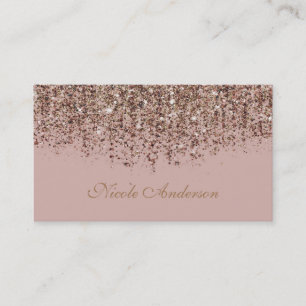 Pink Taupe Bronze Gold Glitter Glam Business Card