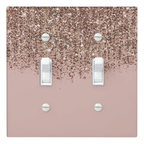 Pink Taupe Bronze Gold Glitter Glam Girly Chic Lig Light Switch Cover