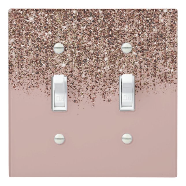 Pink Taupe Bronze Gold Glitter Glam Girly Chic Lig Light Switch Cover (In Situ)