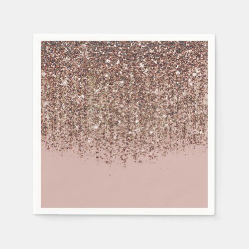 Pink Taupe Bronze Gold Glitter Glam Party Paper Napkins