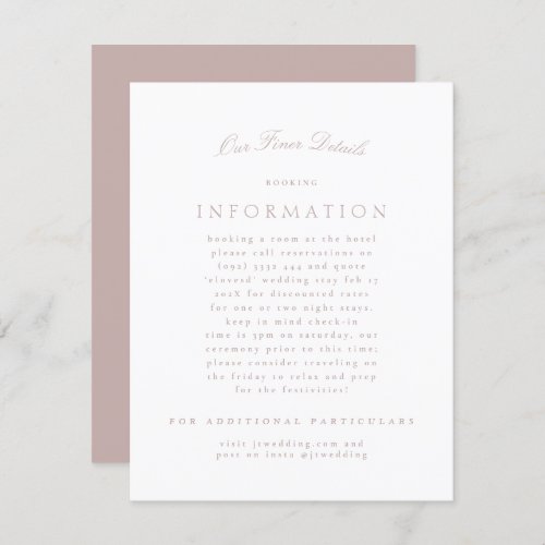 Pink Taupe Classic Elegant Formal Wedding Enclosure Card