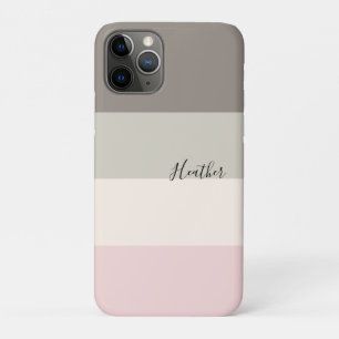 Pink Taupe Cream Color Block Personalized iPhone 11 Pro Case