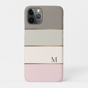 Pink Taupe Cream Gold Color Block Monogram iPhone 11 Pro Case