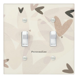 Pink & Taupe Hearts Modern Chic Personalized Light Switch Cover