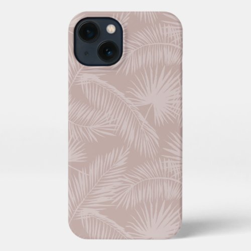 Pink Taupe Tropical Botanical Palm Leaves Pattern iPhone 13 Case
