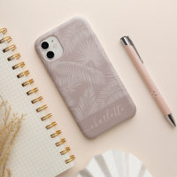 Pink Taupe Tropical Botanical Palm Leaves Pattern