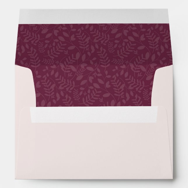 Pink/Taupe with Cranberry Plum Botanical Liner Envelope (Back (Bottom))