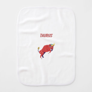 Pink Taurus, zodiac, star sign print Baby Burp Cloth