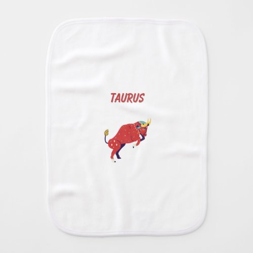 Pink Taurus, zodiac, star sign print Baby Burp Cloth