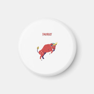 Pink Taurus, zodiac, star sign print Magnet