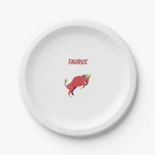 Pink Taurus, zodiac, star sign print Paper Plates
