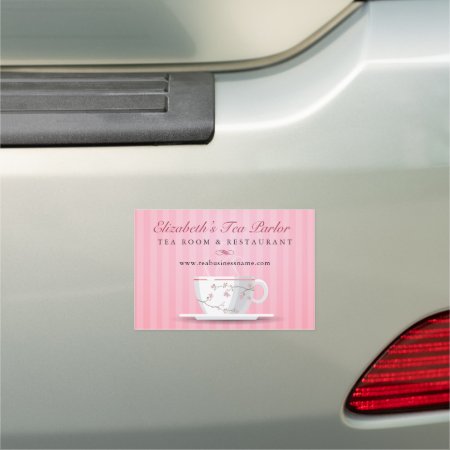 Pink Tea Cup Business Car Magnet