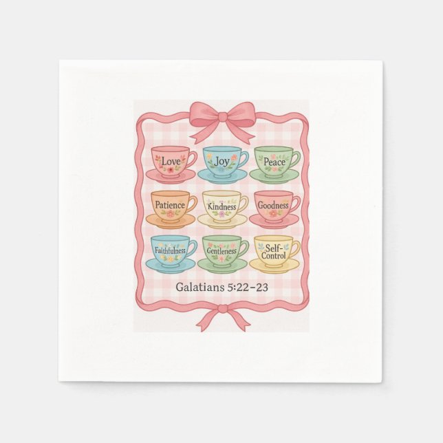 Pink Tea cup design Napkins (Front)