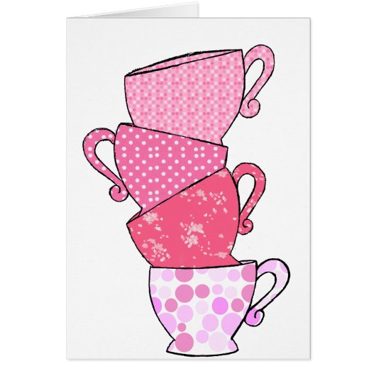 Pink Tea Cup Stack Cards (Front)