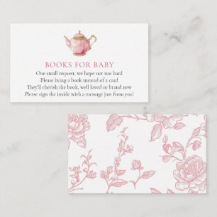 Pink Tea Party Baby Shower Book for Baby Enclosure Card
