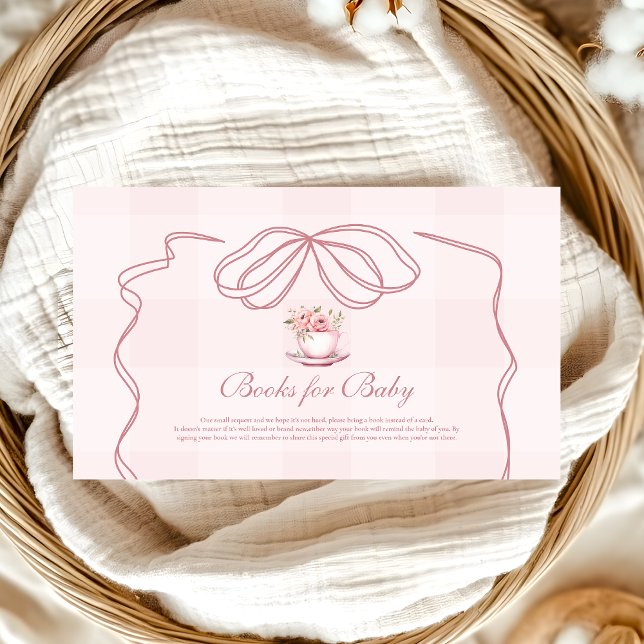 Pink Tea Party Baby Shower Books for Baby  Enclosure Card (Creator Uploaded)
