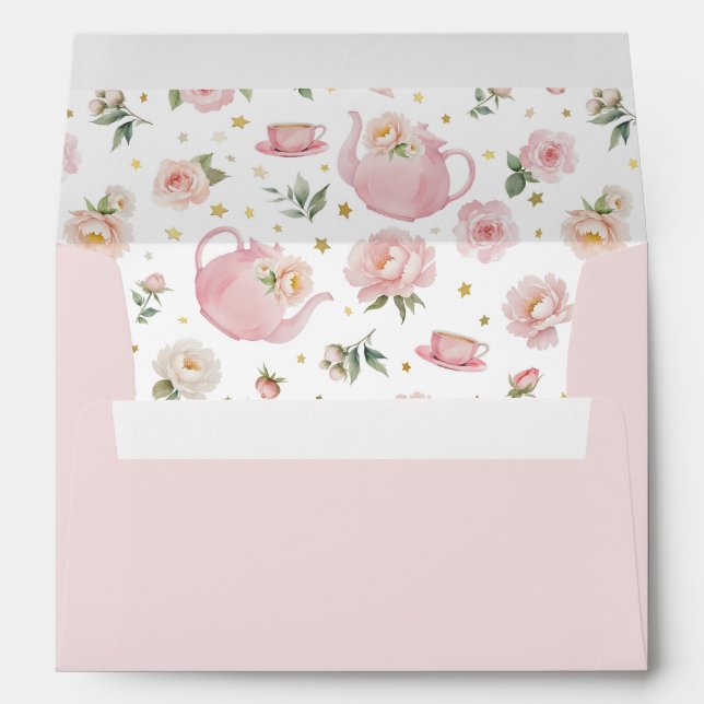 Pink Tea Party Baby Shower Envelope Liner (Back (Bottom))