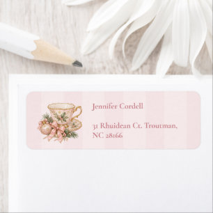 Pink Tea Party Baby Shower Label